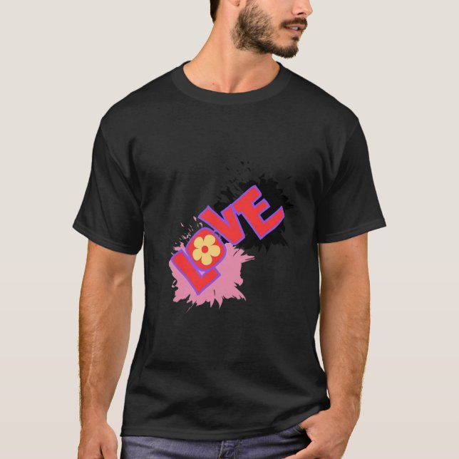 Estilo: Amor y flores camiseta básica de los hombr (Anverso)