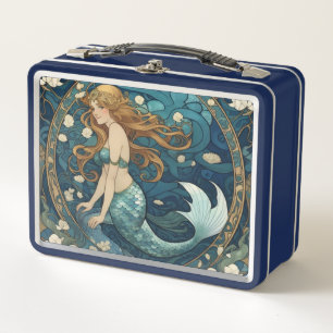 Estilo Art Nouveau Art Decó de Sirena Azul