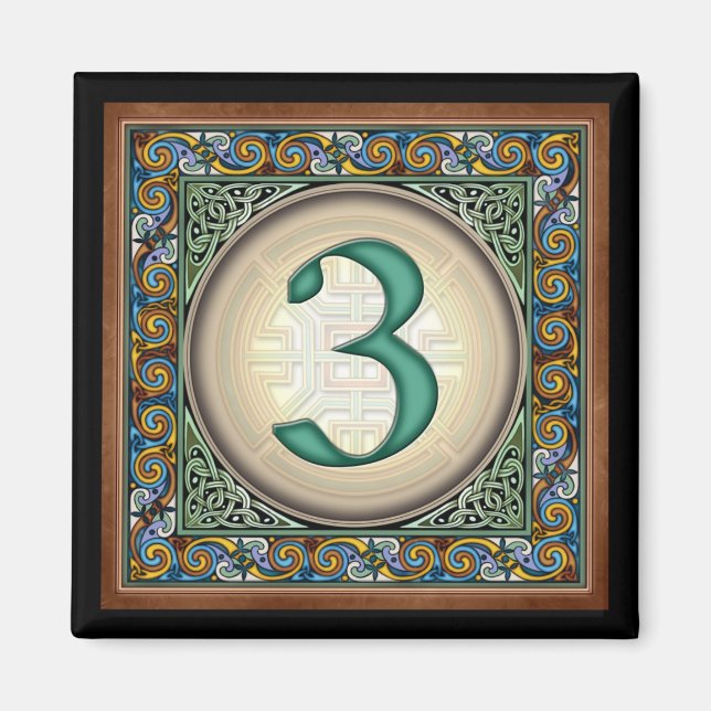 Estilo B, "3": imanes de números celtas (Frente)