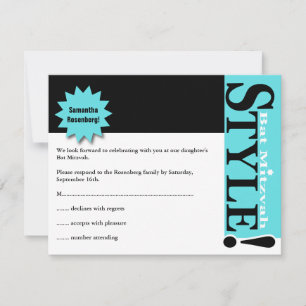 Estilo! Bat Mitzvah Magazine Tarjeta de respuesta