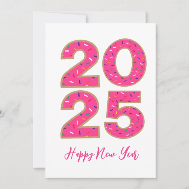 estilo burro simple feliz año nuevo tarjetas 2025 (Anverso)