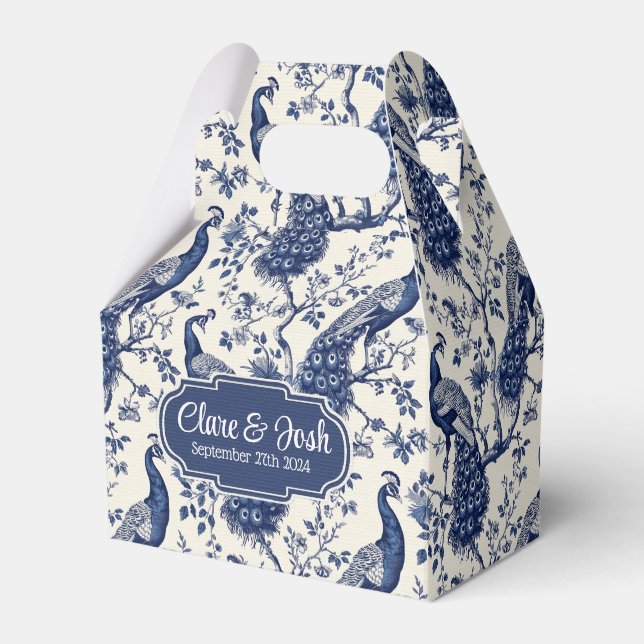 Estilo Chinoiserie Peacock Tema Caja de Favor de B (Front Side)