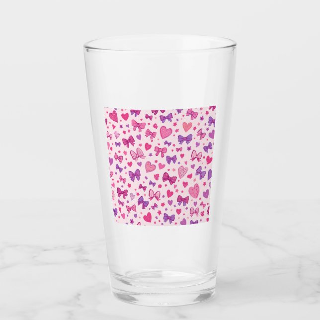 Estilo Coquette Rosa Morado Lazo y Corazón Patrón (Anverso)