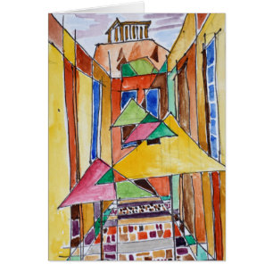 Estilo cubista acuarela Plaka Atenas, Grecia
