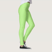 Estilo de arenque de chevron verde y blanco Leggin