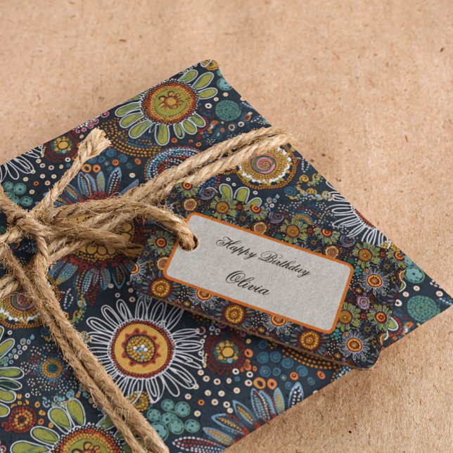 Estilo de arte aborigen flor papel de envoltura br (Subido por el creador)