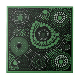 Estilo de arte aborigen verde 8 de 9 Tejas de cerá