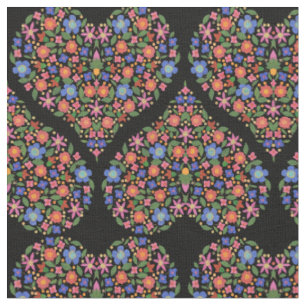 Estilo de Arte Folclórico Corazón Floral en Tela P