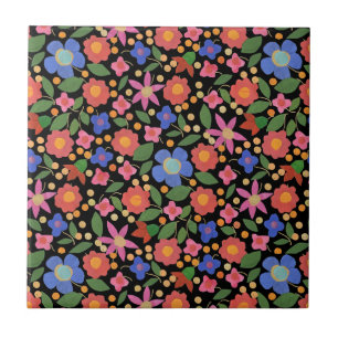 Estilo de Arte Folclórico Floral en Baldosa Cerámi