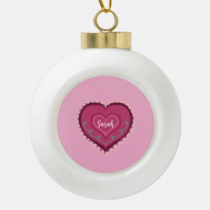 Estilo de arte folclórico rosa decoración cardíaca