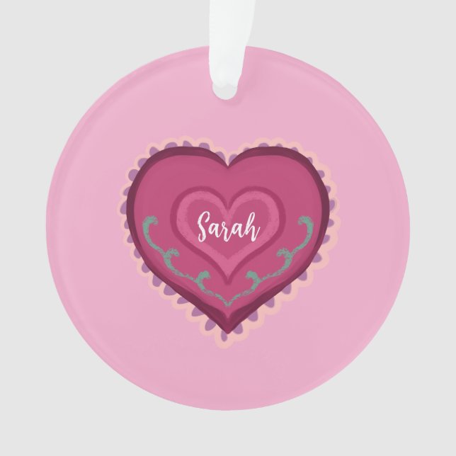 Estilo de arte folclórico rosa decoración cardíaca (Anverso)