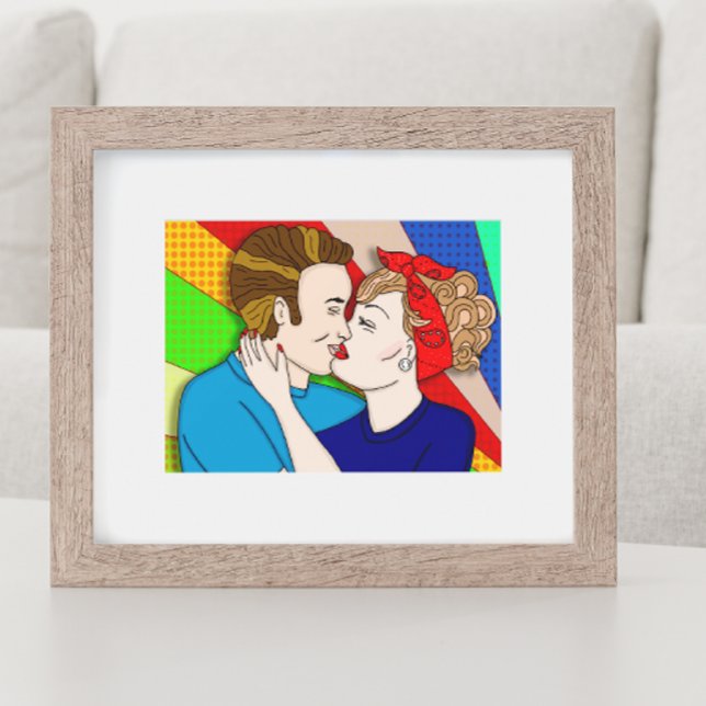 Estilo de arte pop de besar a parejas retro (Subido por el creador)
