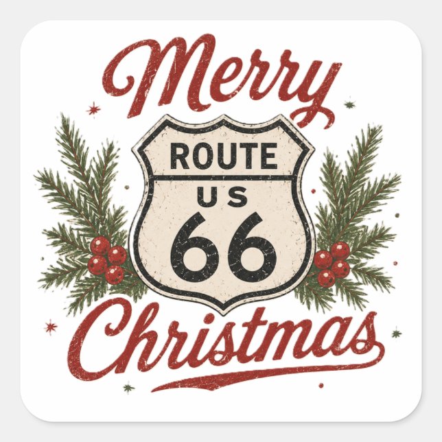 Estilo de Calcomanía de Navidad de la Ruta 66 Clás (Anverso)