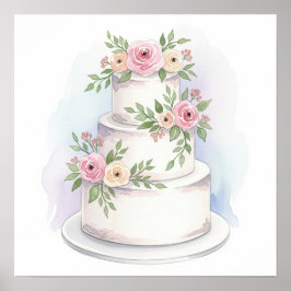 Estilo de color de agua Boda impresión de tarta