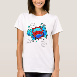 Estilo de cómic Pop Art Retro Blue WOW Camiseta