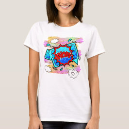 Estilo de cómic Pop Art Retro Blue WOW Camiseta