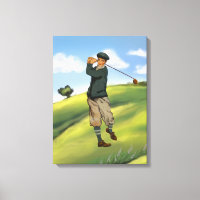 Estilo de época Golfer Golf impresión de lienzos e