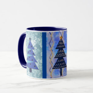 Estilo de época Navidad Árbol de arte azul Copa de