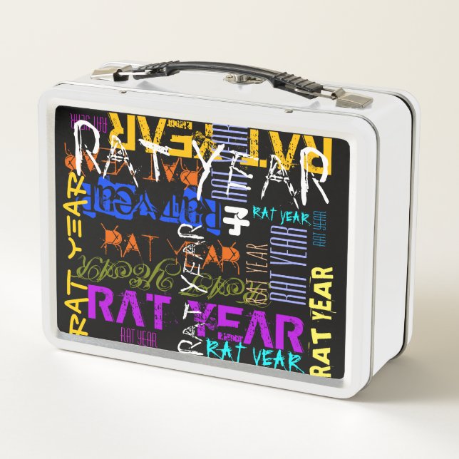 Estilo de graffiti Año Rat Chino Zodiac Lunch Box (Reverso)