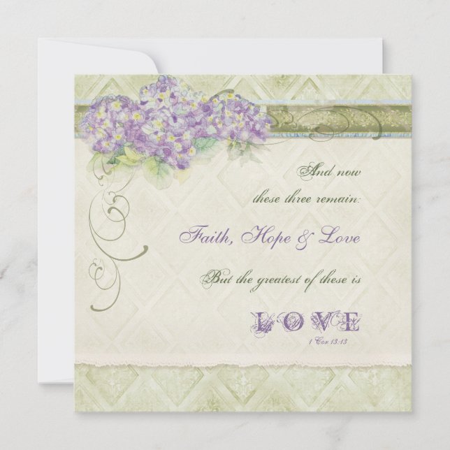 Estilo de la cosecha Lilac Hydrangea - Invitación  (Anverso)