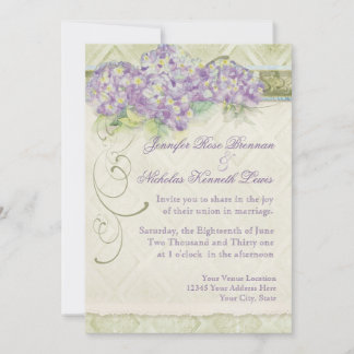 Estilo de la cosecha Lilac Hydrangea - Invitación 