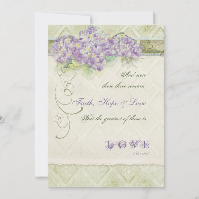Estilo de la cosecha Lilac Hydrangea - Invitación  (Anverso)