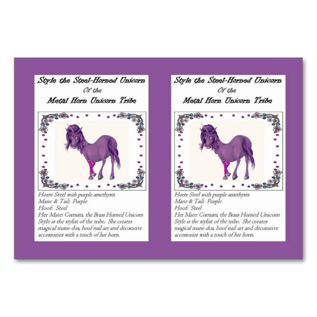 Estilo de la tarjeta comercial Unicornio con cuern (Anverso)