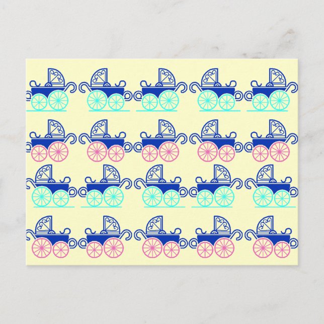 Estilo de la vendimia Baby Buggy Pattern Postales  (Anverso)