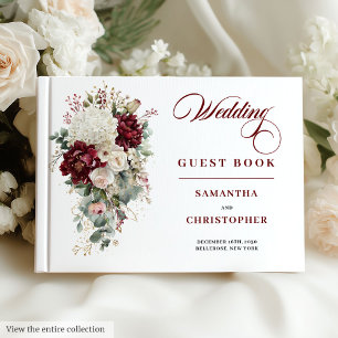 Estilo de libro de invitados de boda con rosas dor