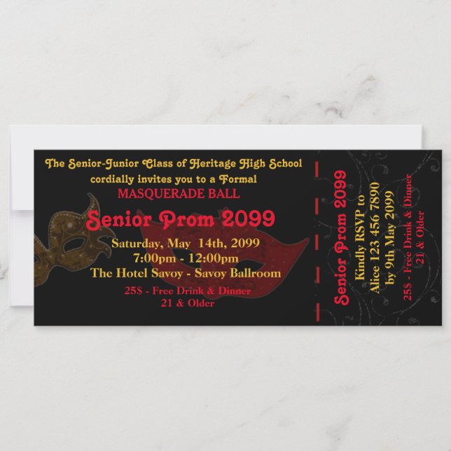 Estilo de máscaras de entradas para la invitación  (Anverso)