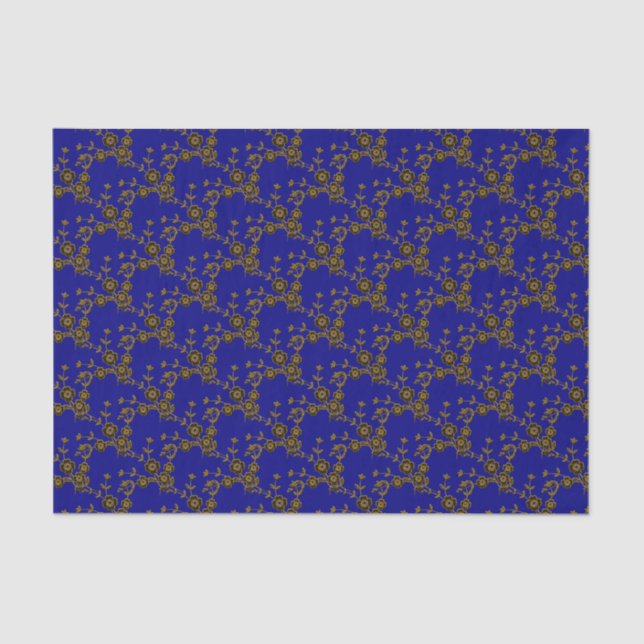 Estilo de pulverización floral 1, PAPEL Blue-Gold- (Anverso)