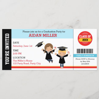 Estilo de tickets de invitaciones de graduación co