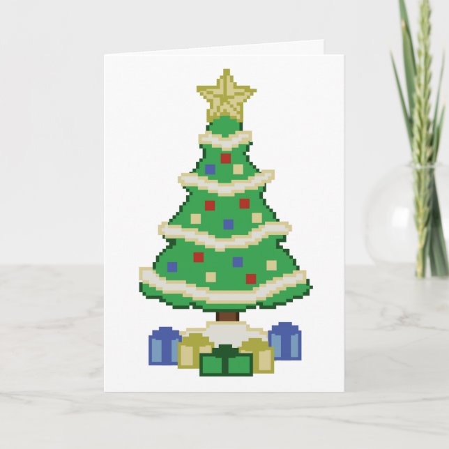 Estilo de videojuego de 8 bits de árbol de Navidad (Anverso)