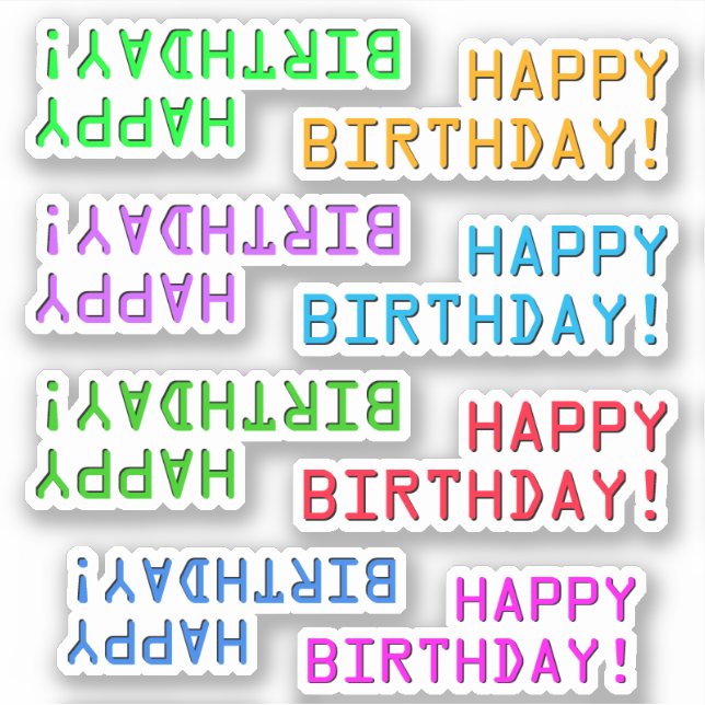 Estilo digital "¡FELIZ CUMPLEAÑOS!" Pegatinas (Anverso)