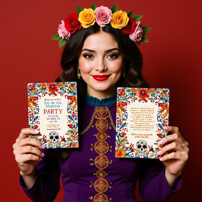 💀 estilo Doodle Día de Muertos Invitación de fies ( Doodle style Día de Muertos Party Invitation)