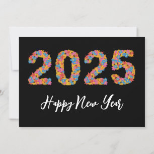 Estilo floral simple feliz año nuevo tarjetas 2025