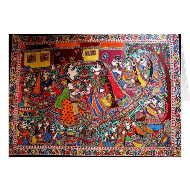 ESTILO HINDÚ DEL ARTE DE DIOSES MADHUBANI DE RADHA (Anverso (Horizontal))