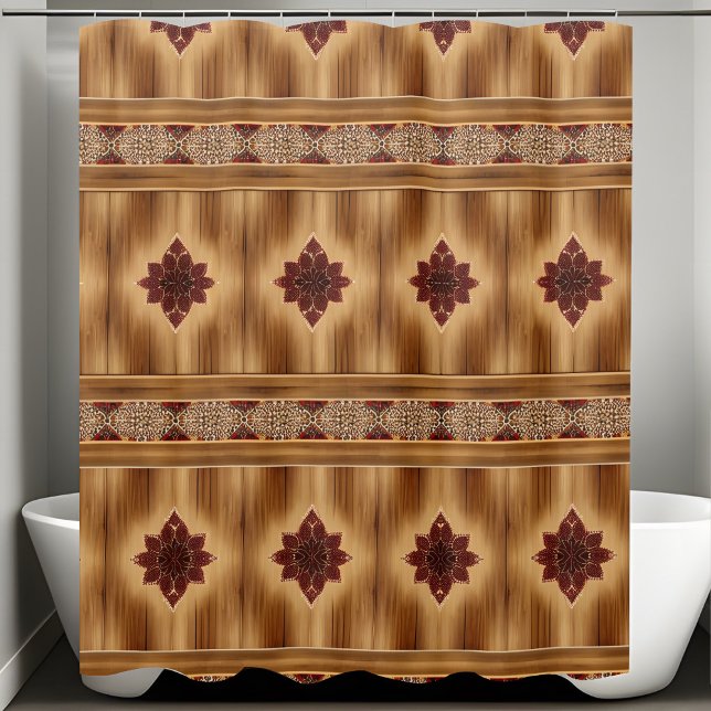 Estilo horizontal de las cortinas de ducha rústica (Subido por el creador)