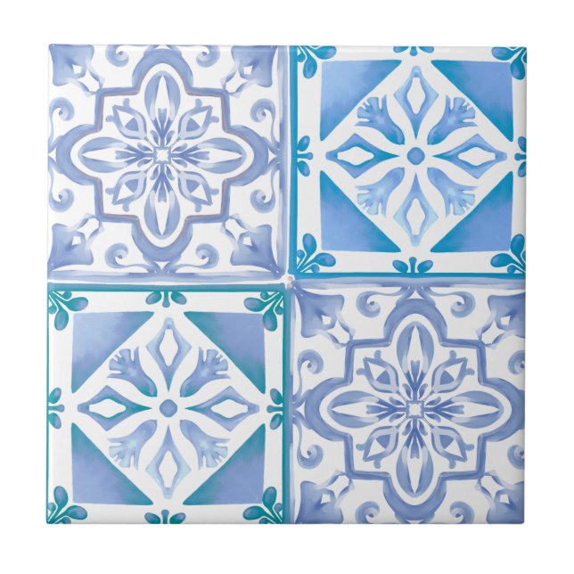 estilo italiano, azulejos azules, mediterráneos, (Frente)