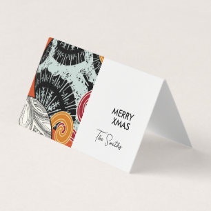 Estilo japonés Tarjeta navideña feliz con bolas en