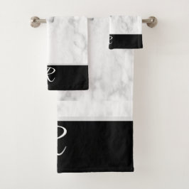 Estilo Marble Negro Monograma Blanco Primer Baño