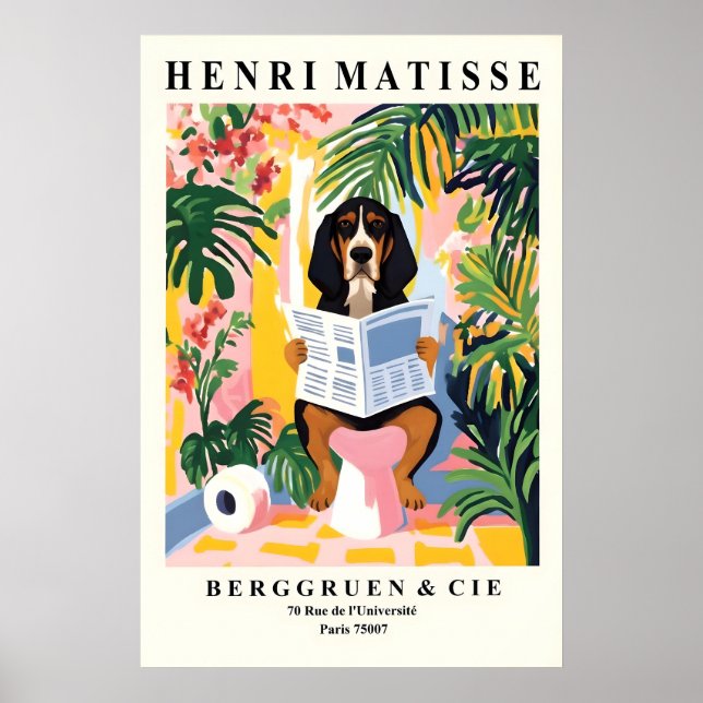 Estilo Matisse Impresión de Coonhound Perro Divert (Frente)