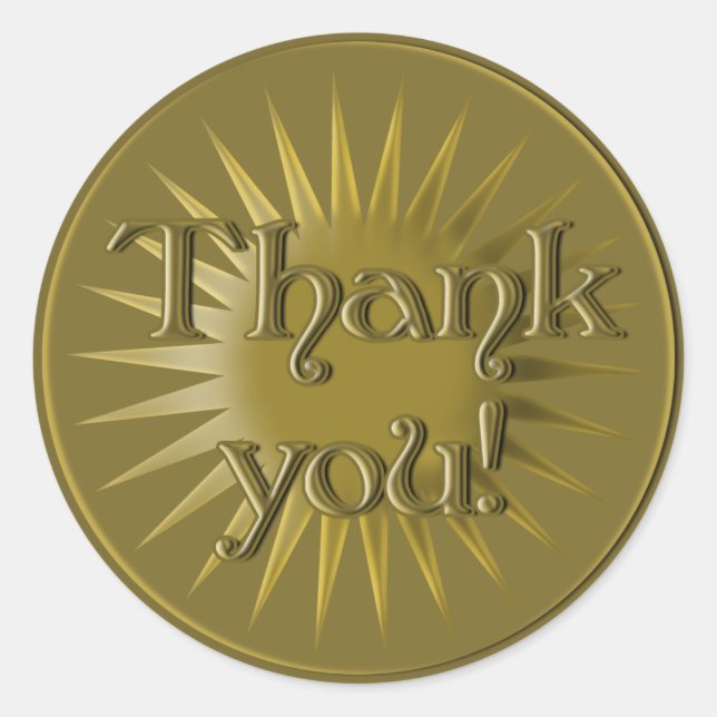 Estilo Medalla de Oro Gracias Pegatinas (Anverso)