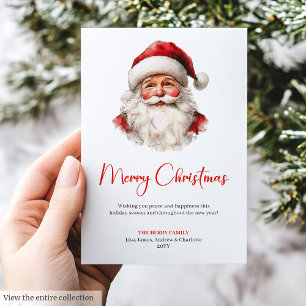 Estilo Papá Noel Acuarela Tarjeta de Navidad