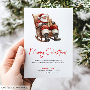 Estilo Papá Noel Acuarela Tarjeta de Navidad 