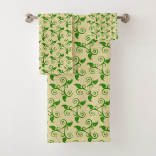 Estilo Patrón de Hojas Tropicales Verdes sobre Bei