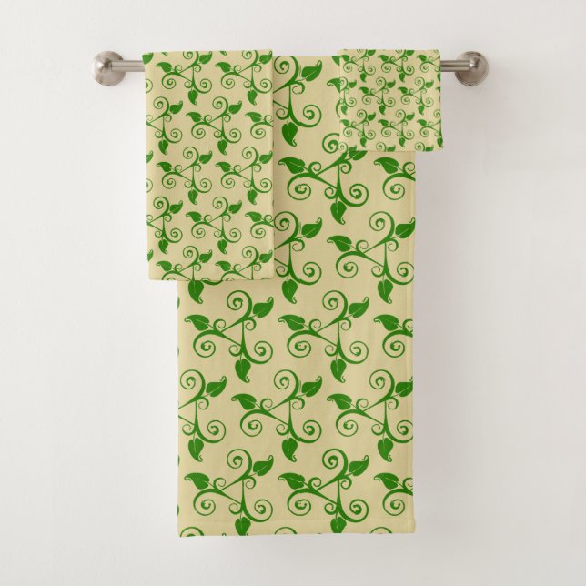 Estilo Patrón de Hojas Tropicales Verdes sobre Bei (In situ)