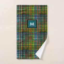 Estilo Patrón de Tartán Verde Escocés y Monograma
