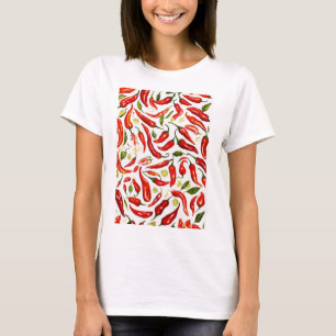 Estilo picante: camiseta de mujeres chinas rojas