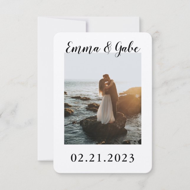 Estilo polaroide Guardar tarjeta de fecha con imag (Anverso)